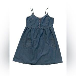 Love & Legend Women’s Denim Blue Spaghetti Adjustable Strap Dress Size 14